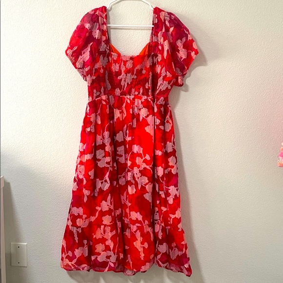 TORRID Women’s Midi Cotton Clip Dot Lace Up Smocked Dress - Picture 5 of 5